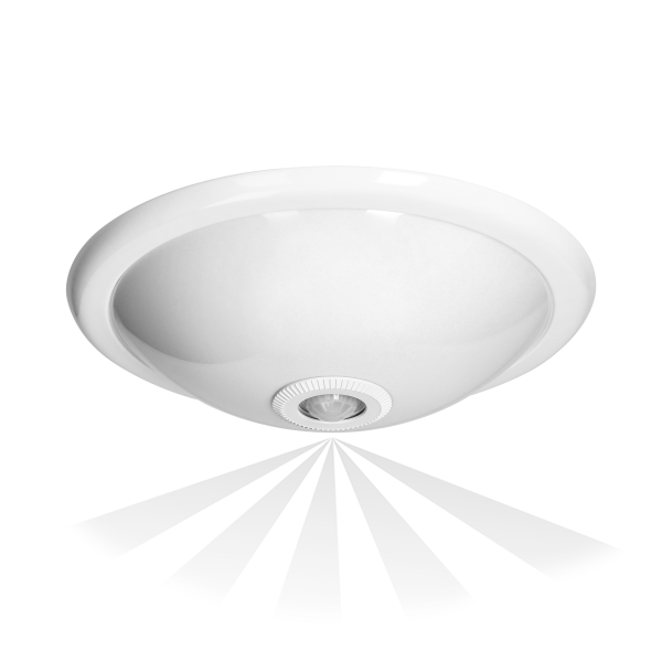 ROVO PC, lighting fixture with 360° motion sensor, 2x18W, E27, IP20, policarbon, milky shade ROVO PC, lighting fixture with 360° motion sensor, 2x18W, E27, IP20, policarbon, milky shade