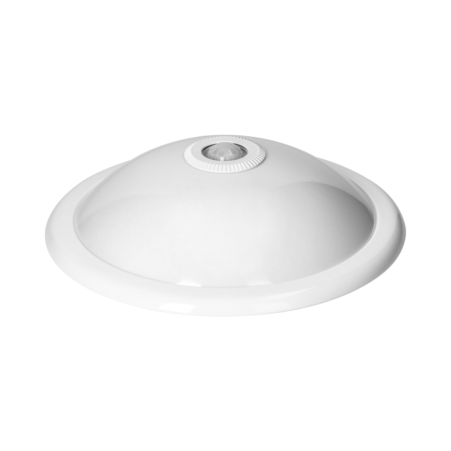 ROVO PC, lighting fixture with 360° motion sensor, 2x18W, E27, IP20, policarbon, milky shade