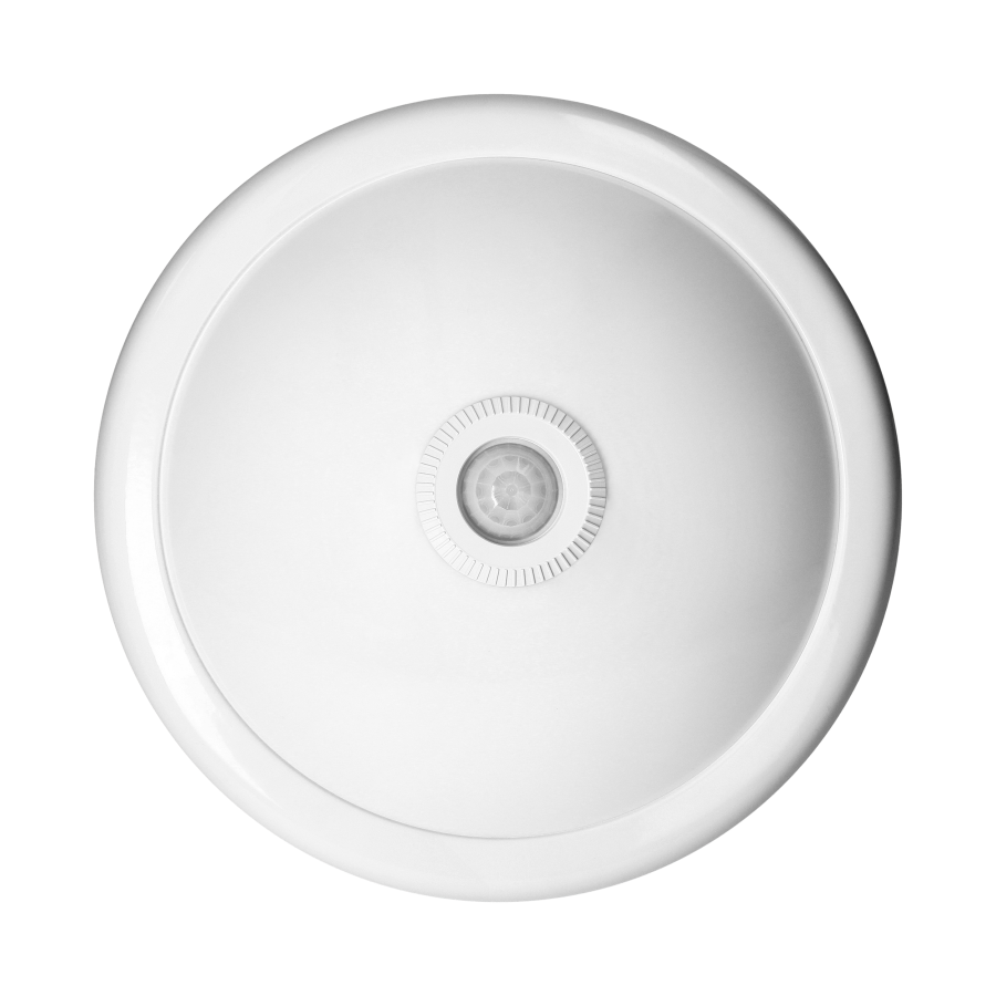 ROVO PC, lighting fixture with 360° motion sensor, 2x18W, E27, IP20, policarbon, milky shade