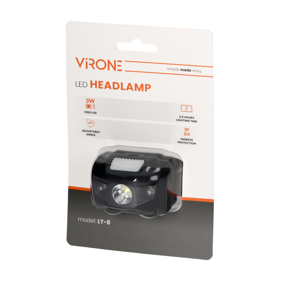 Latarka czołowa LED CREE 3W + 2 czerwone diody LED