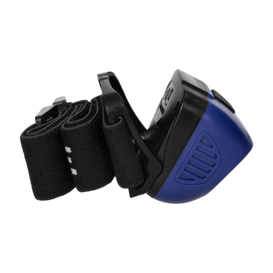 LED COB + LED headlamp 3W with touchless switch and USB charger, 1200 mAh battery, blue