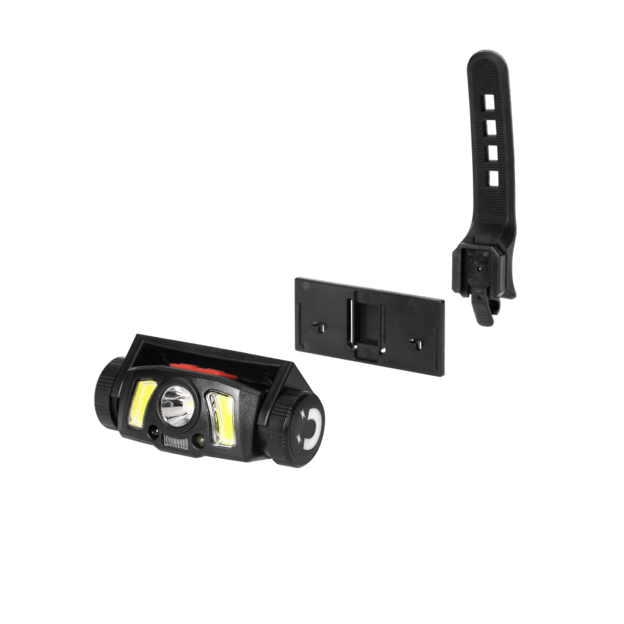 LED COB + XPG headlamp/bike light with 1200mAh Li-ion battery, motion sensor