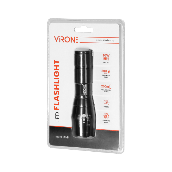 LED CREE 10W flashlight with zoom, 800lm, 3 x AAA, aluminium body LED CREE 10W flashlight with zoom, 800lm, 3 x AAA, aluminium body