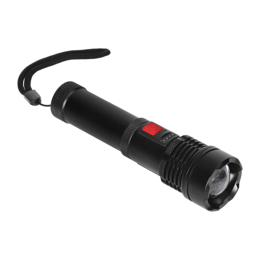 Tactical LED flashlight, COB 12W with zoom and 2200 mAh battery