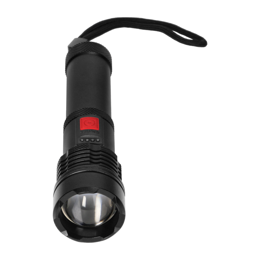 Taktyczna latarka ręczna LED COB 12W z funkcją zoom i akumulatorem 2200 mAh