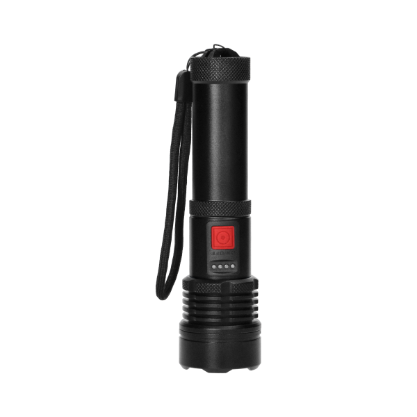 Taktyczna latarka ręczna LED COB 12W z funkcją zoom i akumulatorem 2200 mAh