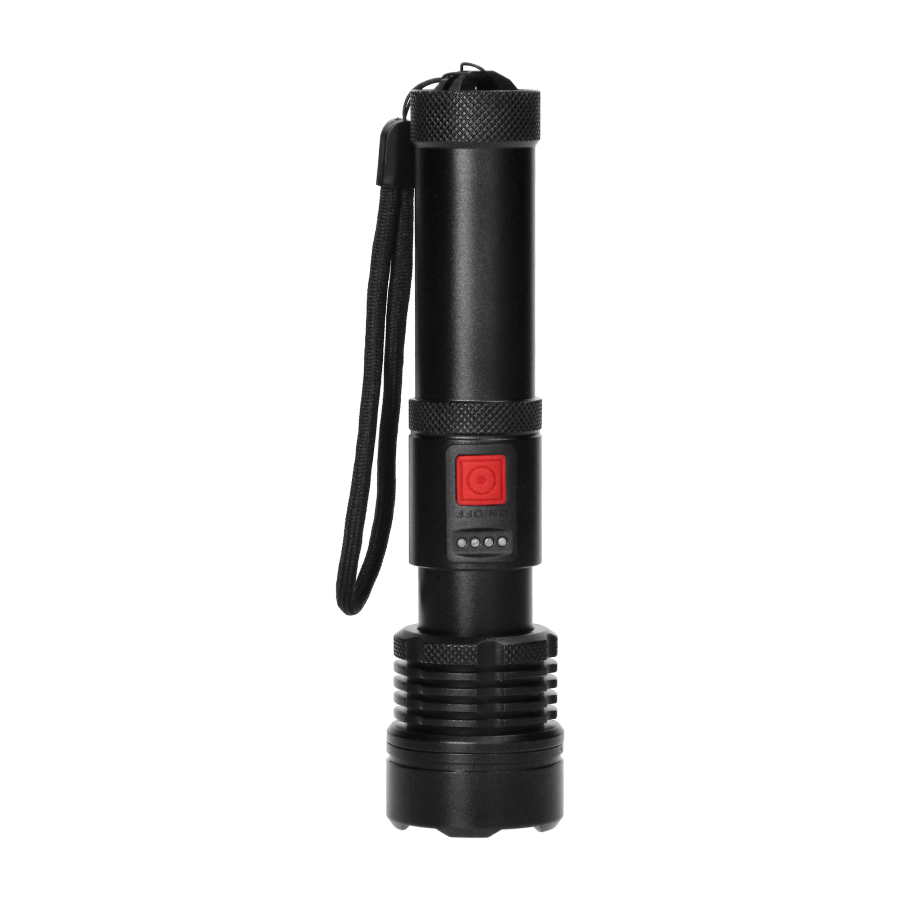 Taktyczna latarka ręczna LED COB 12W z funkcją zoom i akumulatorem 2200 mAh