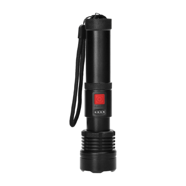 Taktyczna latarka ręczna LED COB 12W z funkcją zoom i akumulatorem 2200 mAh