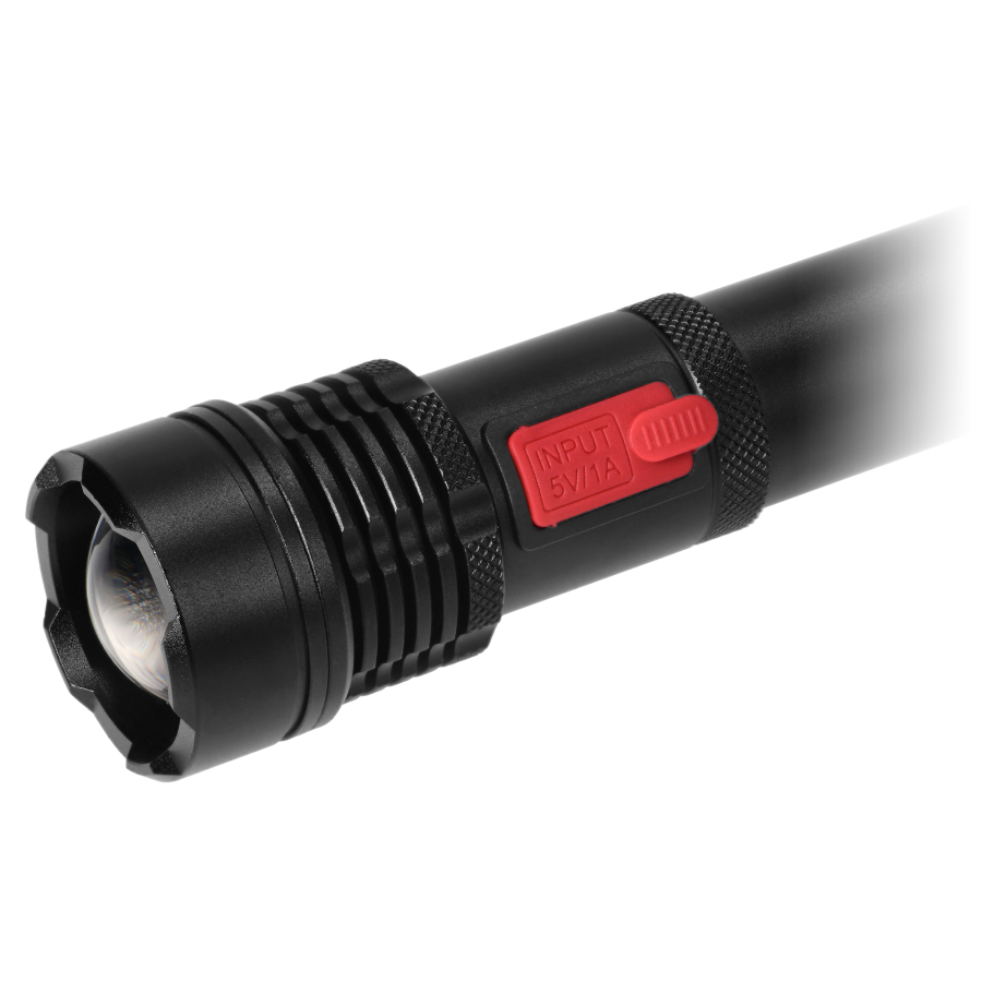 Tactical LED flashlight, COB 12W with zoom and 2200 mAh battery