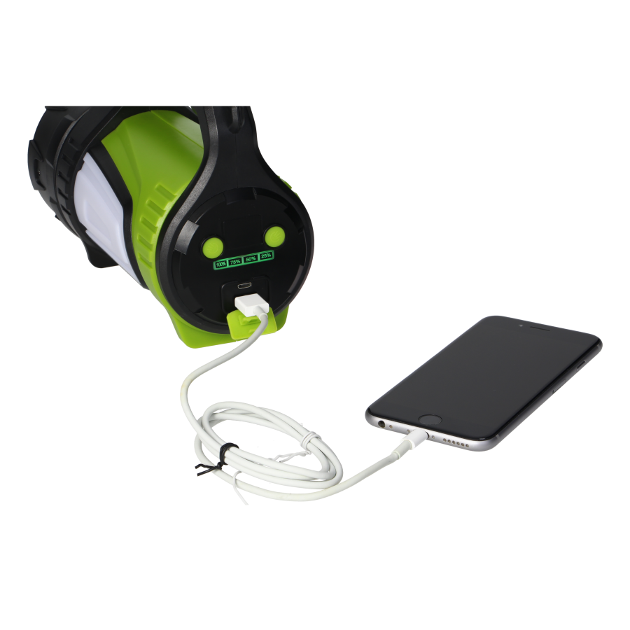 Rechargeable LED flashlight - searchlight 10W, 1000lm, 4000mAh, power bank, battery indicator