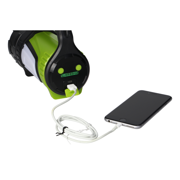 Rechargeable LED flashlight - searchlight 10W, 1000lm, 4000mAh, power bank, battery indicator