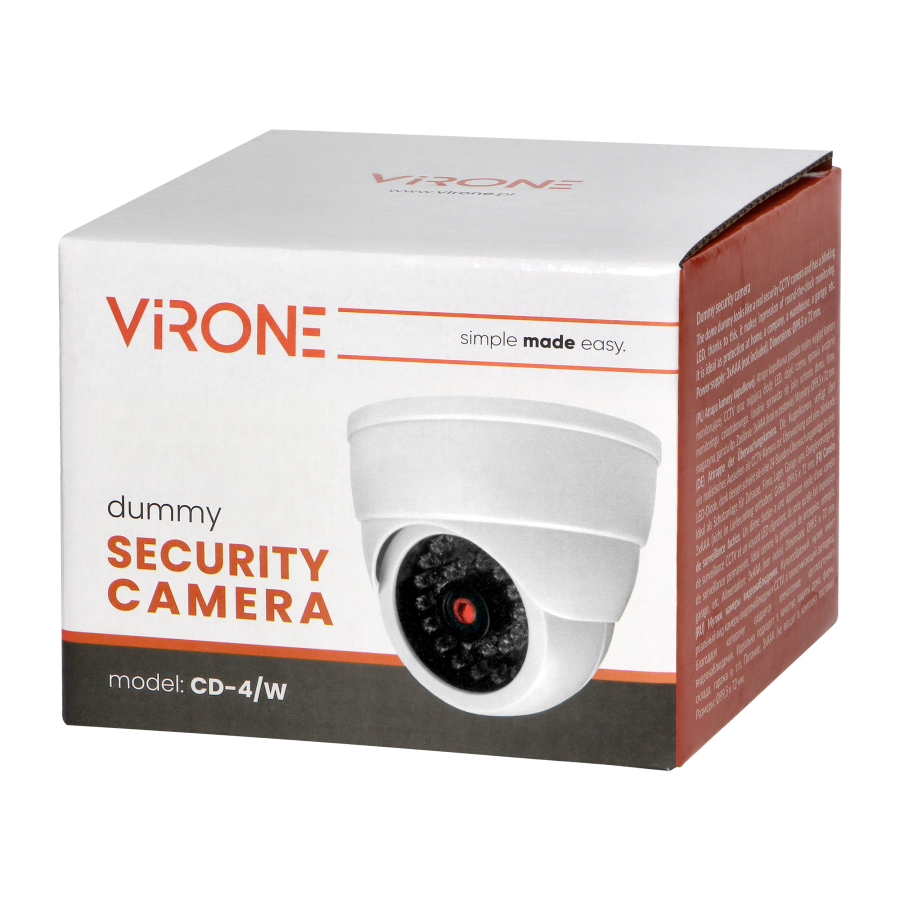 Dummy security CCTV camera with infrared, battery-powered, MINI, white