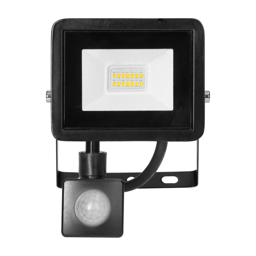 ALLED 10W Naświetlacz LED z PIR, 850lm, IP44, 4000K, Alu+Glass