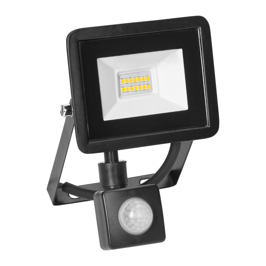 ALLED  LED floodlight with PIR-motion sensor 10W, 850lm, IP65, 4000K, Alu+Glass