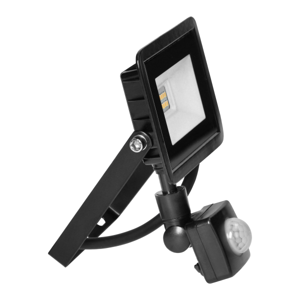 ALLED 10W Naświetlacz LED z PIR, 850lm, IP44, 4000K, Alu+Glass