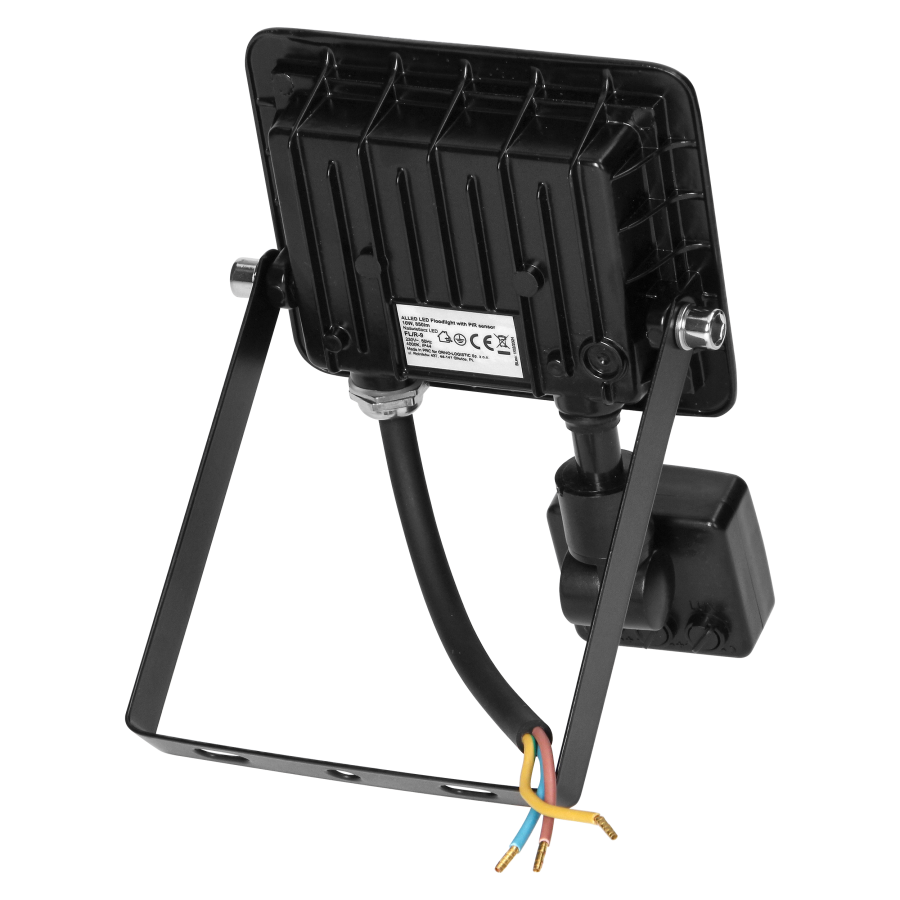 ALLED  LED floodlight with PIR-motion sensor 10W, 850lm, IP65, 4000K, Alu+Glass