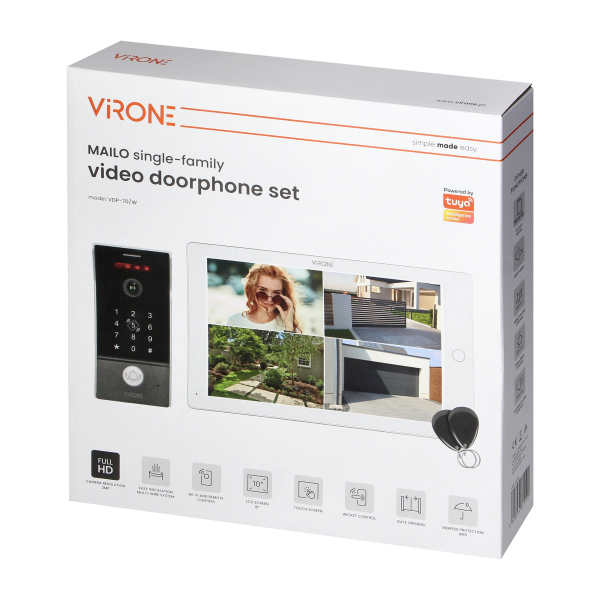 MAILO, zestaw wideodomofonowy jednorodzinny, 4-żyłowy, 10", Wi-Fi, ekran dotykowy, Full HD, RFID, szyfrator