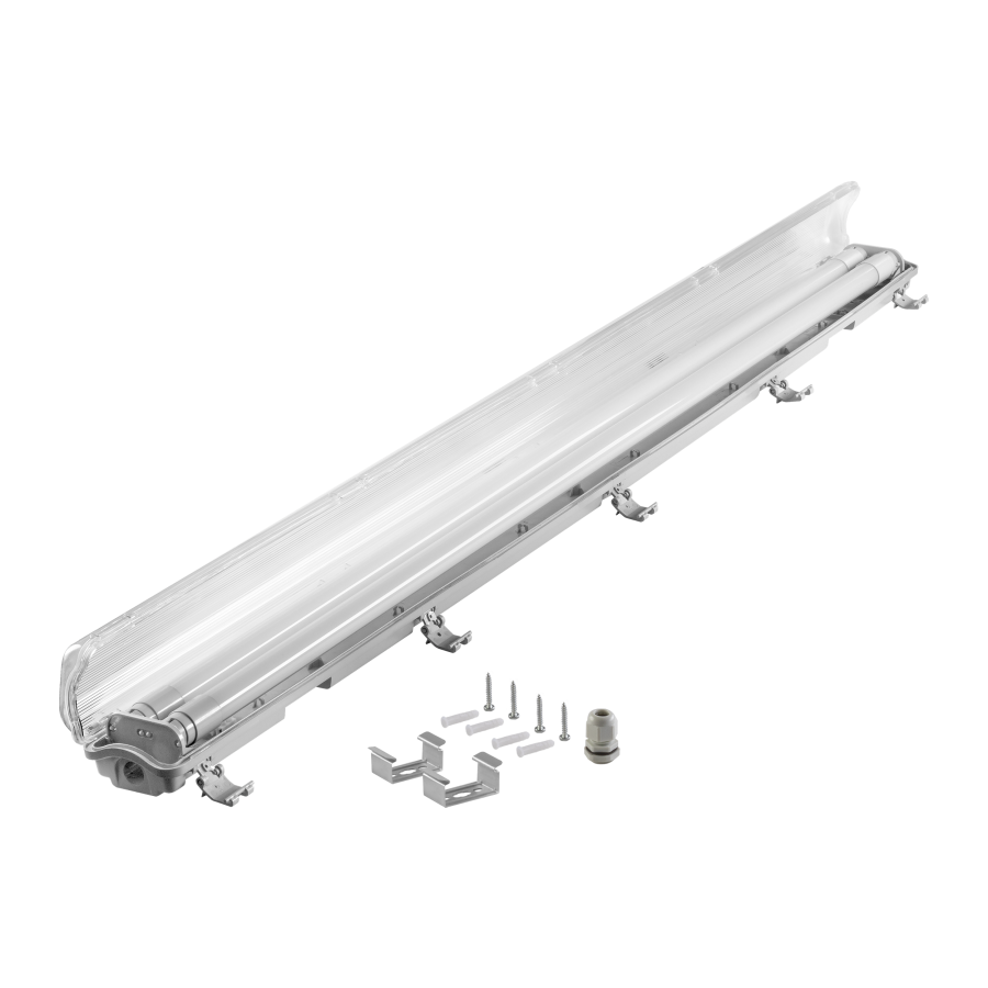 VUMBI II T8 LED 2x18W dust-proof luminair , 3600lm, IP65, 4000K, with T8 LED tubes, 120 cm