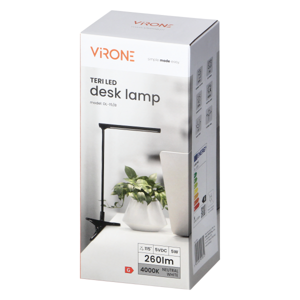 TERI LED, desk lamp with clamp, 5W, 260lm, 4000K, black