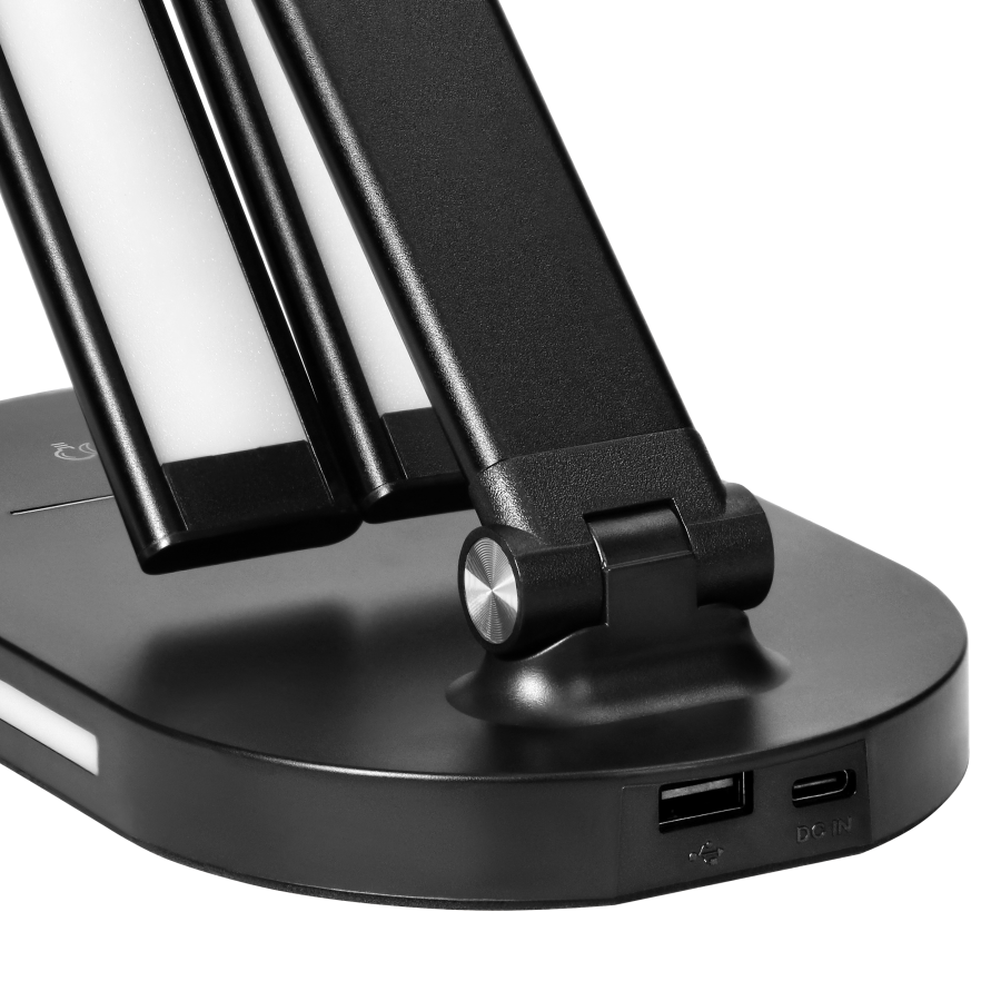 ERGO LED, desk lamp with USB charger, 8W, 400lm, 3000-4000-6000K, variable light color, dimming function, black