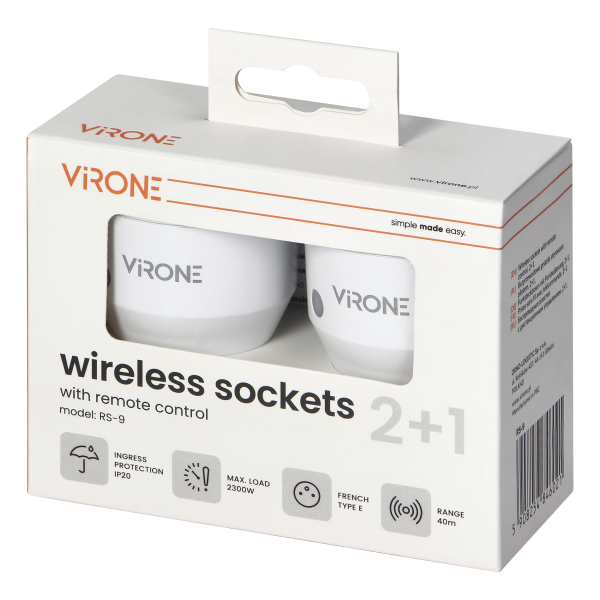 MINI wireless sockets with remote control, 2+1, 2300W