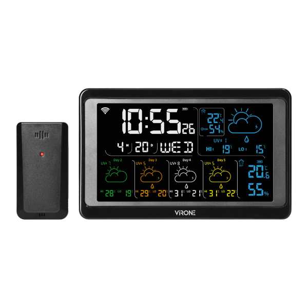Multifunctional wireless weather station, Wi-Fi, black