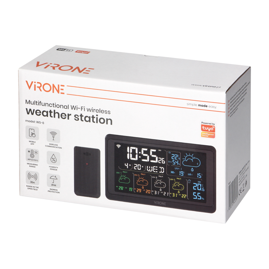 Multifunctional wireless weather station, Wi-Fi, black