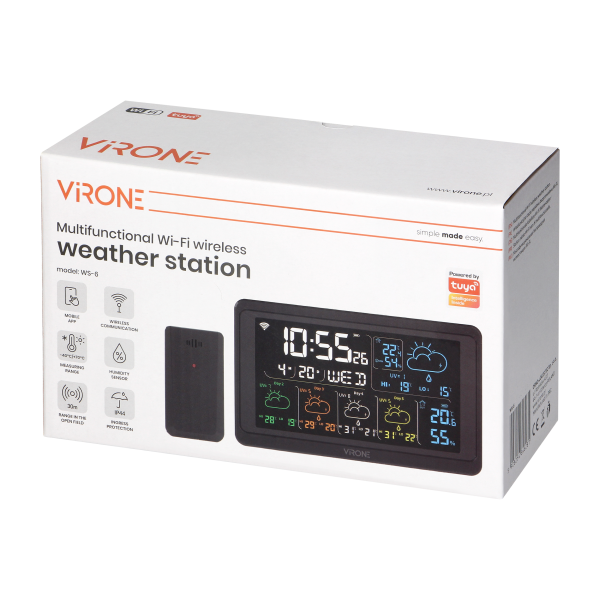 Multifunctional wireless weather station, Wi-Fi, black