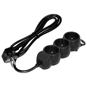 Extension sockets 3x2P+E, 1.4m, H05VV-F, 3x1mm2, czarny