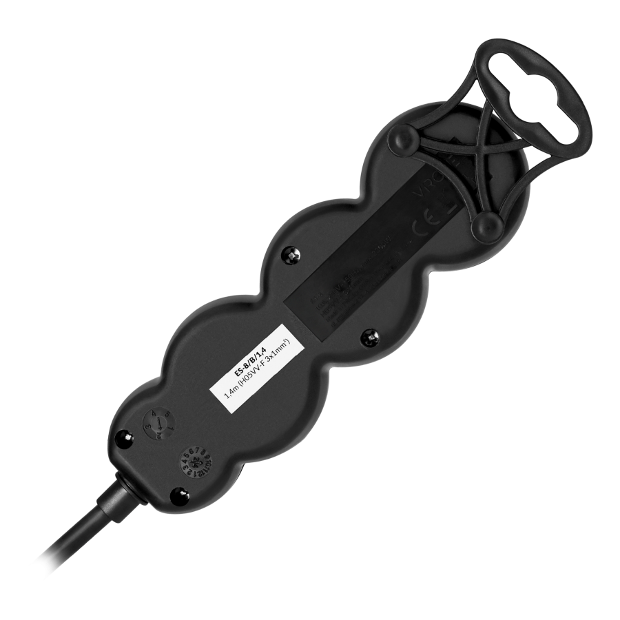 Extension sockets 3x2P+E, 1.4m, H05VV-F, 3x1mm2, czarny