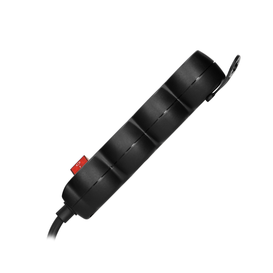 Extension sockets 3x2P+E, ON/OFF, 1.4m, H05VV-F, 3x1mm2, czarny