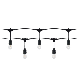 Lighting garland  - 10m long, IP44, black + 10 LED bulbs 1W E27, 3000K + 1 free bulb