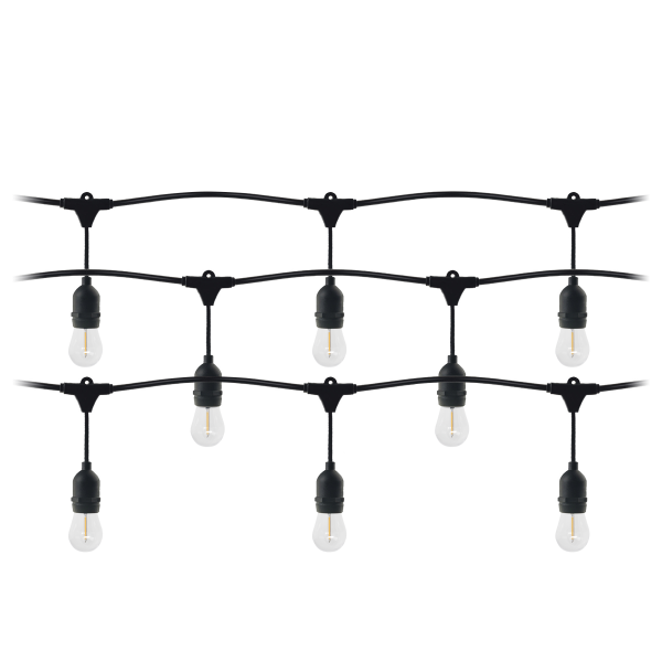 Girlanda oświetleniowa - 1 sznur 15 m (15 opraw) + 15 żarówek LED 1W E27, 3000K + 1 żarówka gratis Girlanda oświetleniowa - 1 sznur 15 m (15 opraw) + 15 żarówek LED 1W E27, 3000K + 1 żarówka gratis