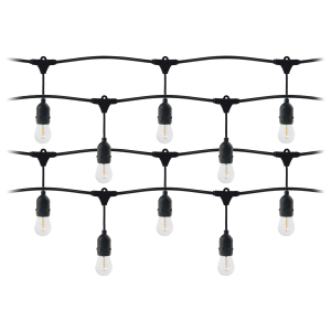 Lighting garland  - 20m long, IP44, black + 20 LED bulbs 1W E27, 3000K + 1 free bulb