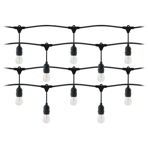 Lighting garland  - 20m long, IP44, black + 20 LED bulbs 1W E27, 3000K + 1 free bulb Lighting garland  - 20m long, IP44, black + 20 LED bulbs 1W E27, 3000K + 1 free bulb