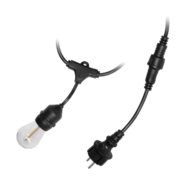 Girlanda oświetleniowa - 1 sznur 20 m (20 opraw) + 20 żarówek LED 1W E27, 3000K + 1 żarówka gratis Girlanda oświetleniowa - 1 sznur 20 m (20 opraw) + 20 żarówek LED 1W E27, 3000K + 1 żarówka gratis