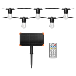 Solar lighting garland  - 10 m long + 10 LED bulbs 0,1W E27, 3000K + 1 free bulb