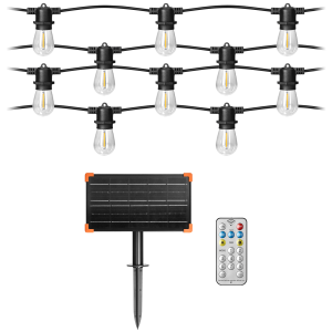Solar lighting garland  - 20 m long + 20 LED bulbs 0,1W E27, 3000K + 1 free bulb