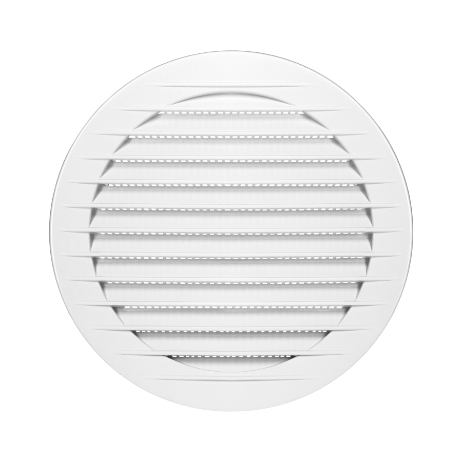 Round ventilation grille with net Ø100, white