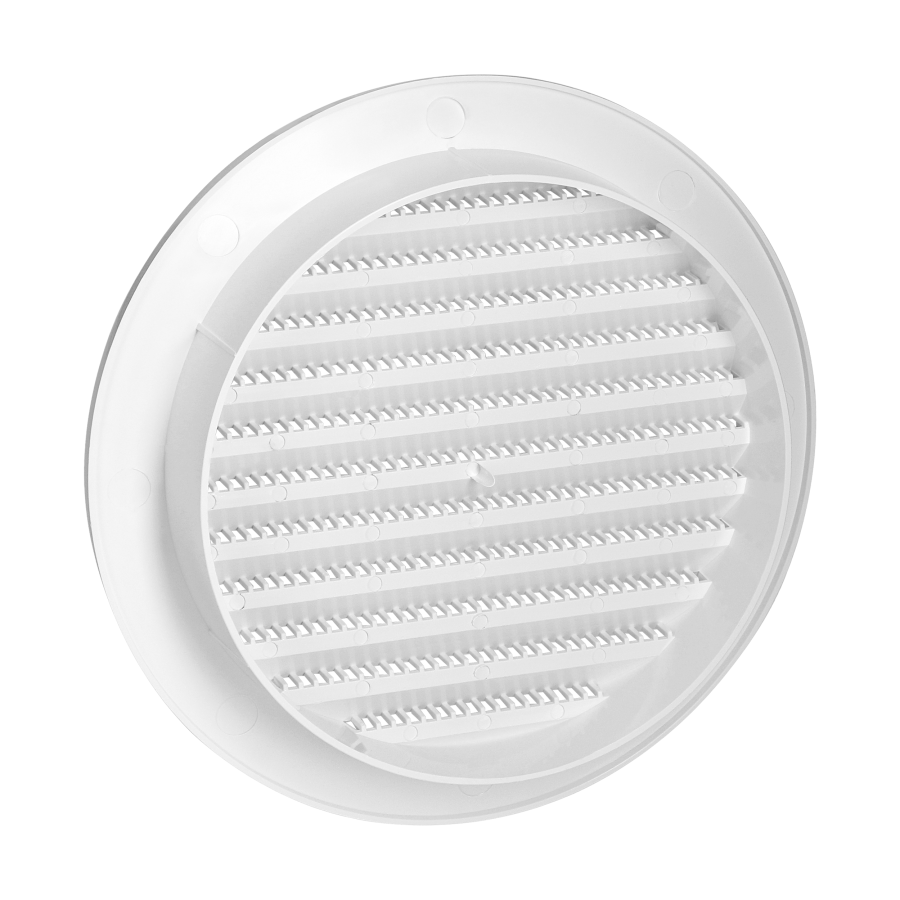 Round ventilation grille with net Ø120, white