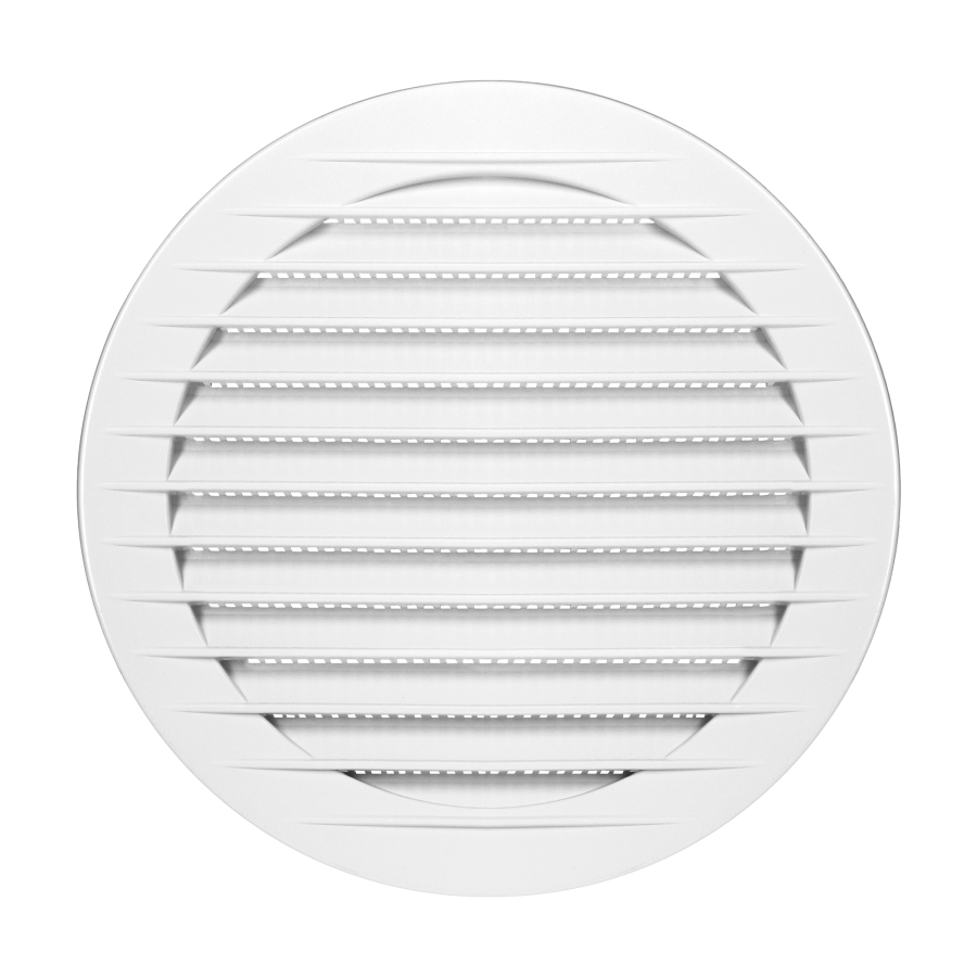 Round ventilation grille with net Ø120, white