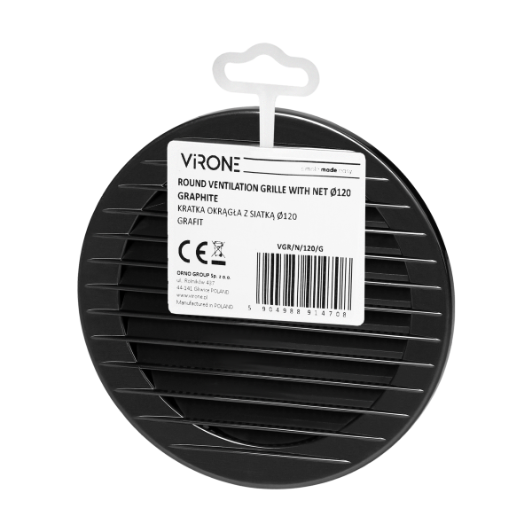 Round ventilation grille with net Ø120, graphite Round ventilation grille with net Ø120, graphite