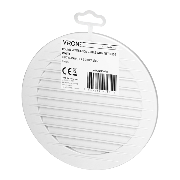 Round ventilation grille with net Ø150, white Round ventilation grille with net Ø150, white