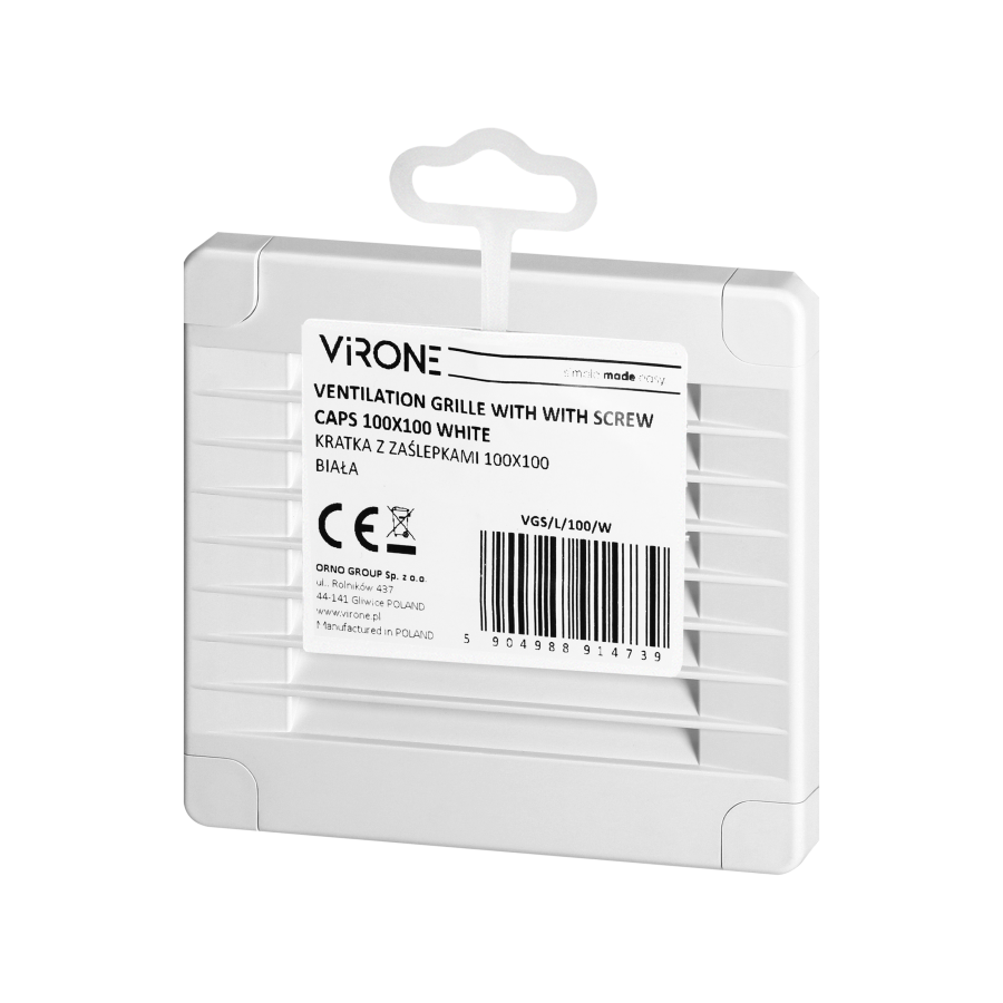 Kratka z zaślepkami 100x100, biała