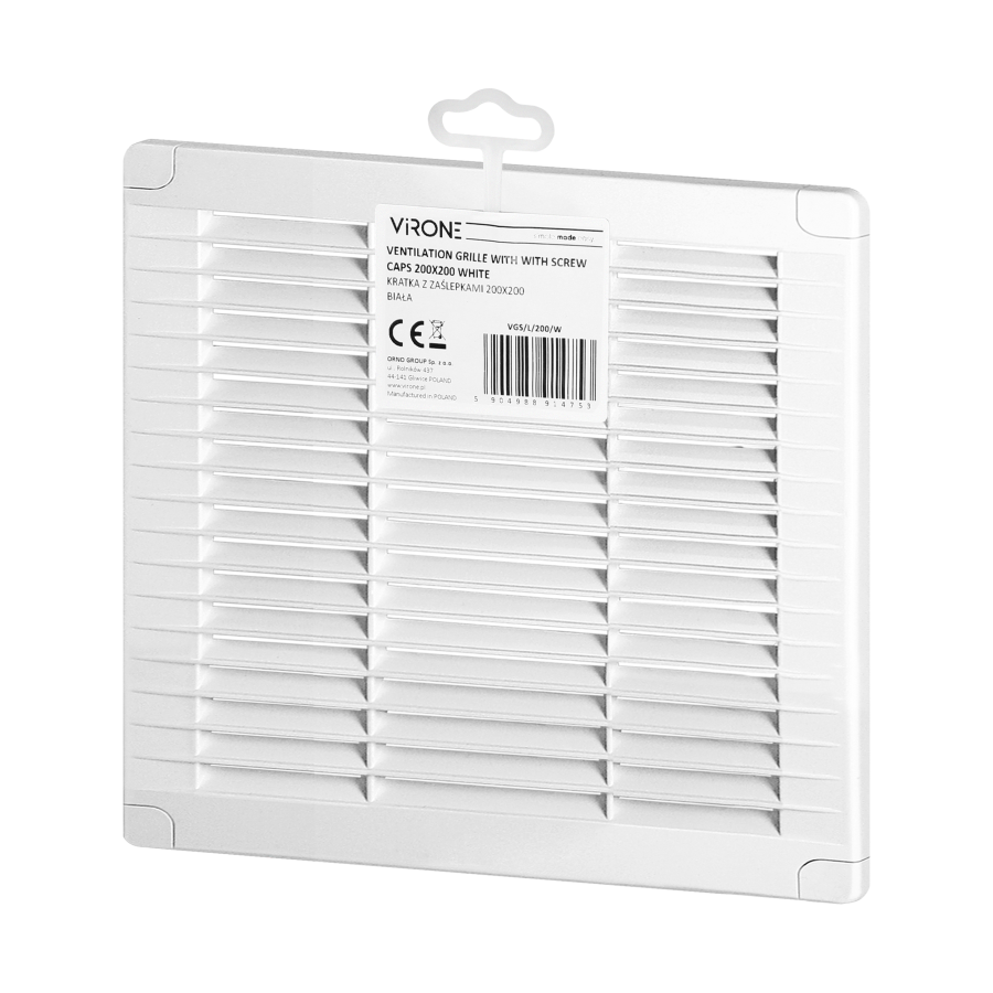 Ventilation grille with lock 200x200, white