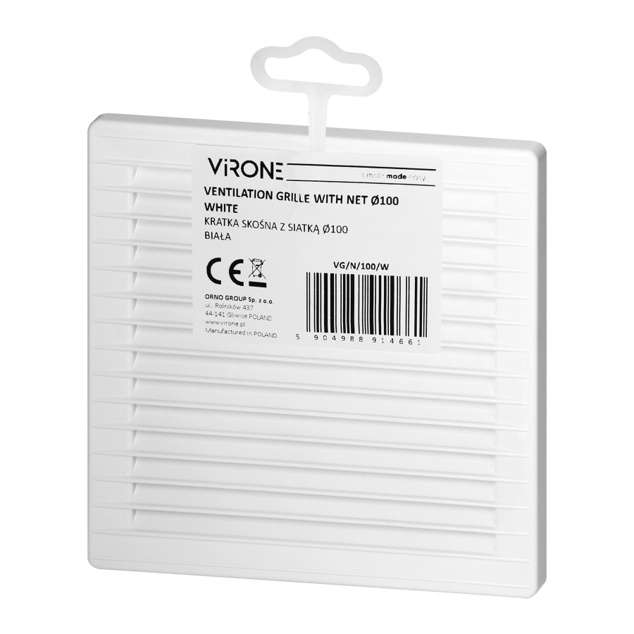 Ventilation grille with net Ø100, white