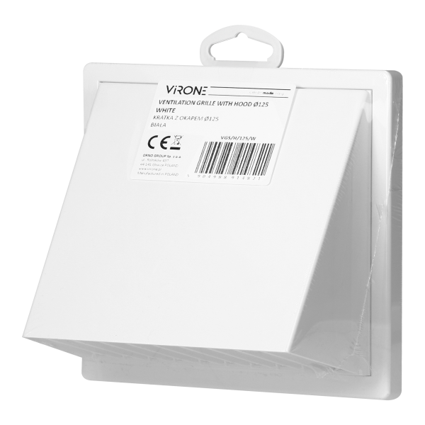 Ventilation grille with hood Ø125, white Ventilation grille with hood Ø125, white