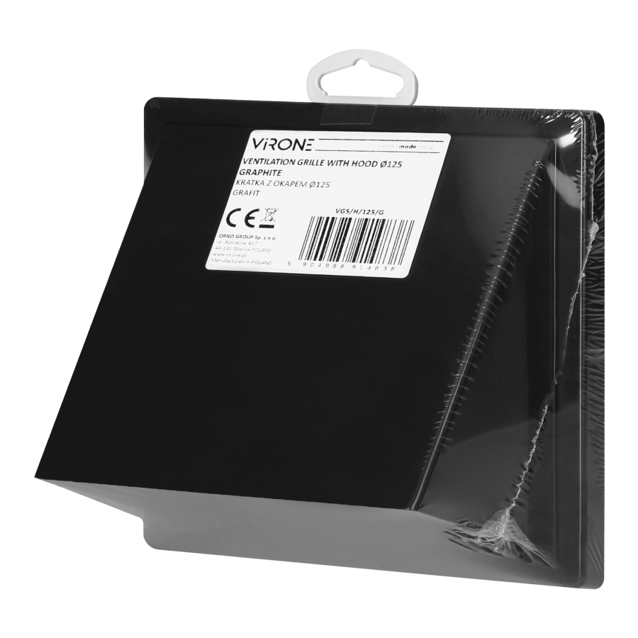 Kratka z okapem Ø125, grafitowa