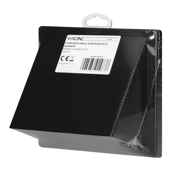 Ventilation grille with hood Ø125, graphite