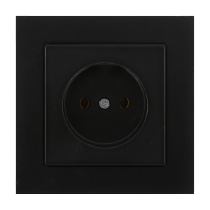 Flush-mounted single socket 2P Malta 16A, 250V, PT-15M, matt black
